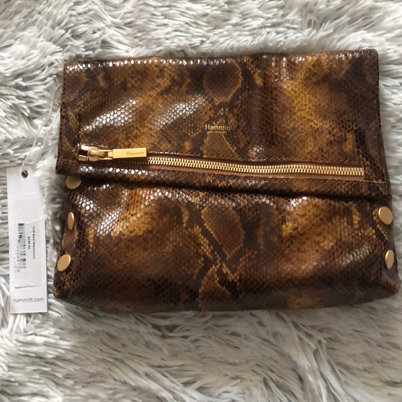 Hammitt Handbags - Hammitt Snake Pattern Crossbody Bag with Gold Details